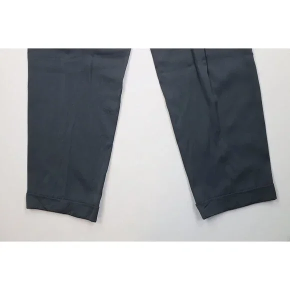 Vintage 50s Streetwear Mens 32x31 Rayon Gabardine Wide Leg Chino Pants Gray USA